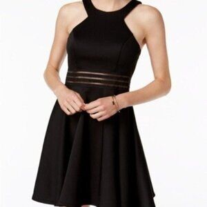 NWT City Studio Illusion-Waist Fit/Flare Dress - Navy